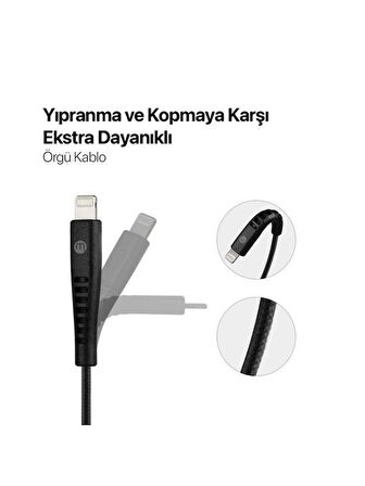 mojue by ttec Ekstra Dayanıklı USB-C - iPhone Lightning 3A Şarj Kablosu 300cm