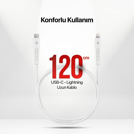 mojue by ttec Ekstra Dayanıklı USB-C - iPhone Lightning 3A Şarj Kablosu 120cm