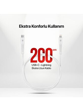 mojue by ttec Ekstra Dayanıklı USB-C - iPhone Lightning 3A Şarj Kablosu 200cm