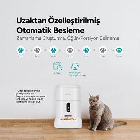 ttec Foodi Pro Full HD 3MP Kameralı Çift Yönlü Görüşmeli Otomatik Wi-Fi Akıllı Kedi/Köpek Besleyici