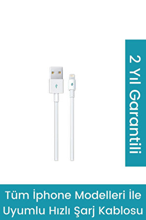 Iphone Şarj Kablosu Beyaz (iphone 13 - 12 - 11 - X-8-7-6 Destekleyen Şarj Kablosu