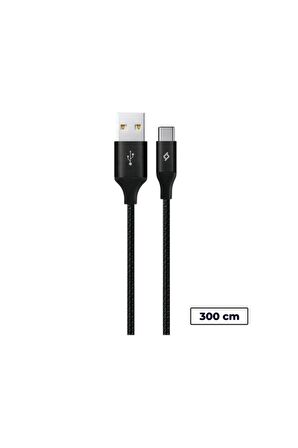 Ttec AlumiCable XXL Type-C Kablo Siyah 3M 2DK24S