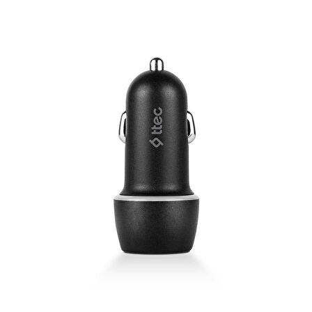 Ttec SmartCharger Duo3.1A Araç Şarj Aleti Çift USB Lightning ve Type-C Kablo