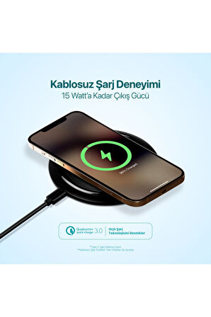 Aircharger S Kablosuz Hızlı Siyah Şarj Aleti (Ttec Türkiye Garantili)