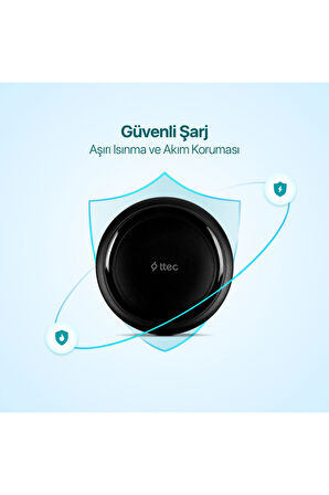 Aircharger S Kablosuz Hızlı Siyah Şarj Aleti (Ttec Türkiye Garantili)