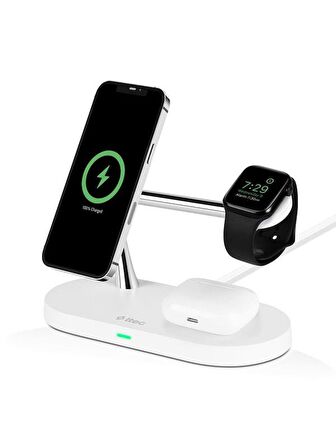 ttec AirCharger Quattro M MagSafe Uyumlu iPhone+AppleWatch+AirPods LED li Kablosuz Hızlı Şarj Standı