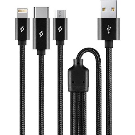 Ttec 2dk39s AlumiCable Trio Şarj Kablosu 1mt. USB-A - USB-C / Lightning / Micro USB