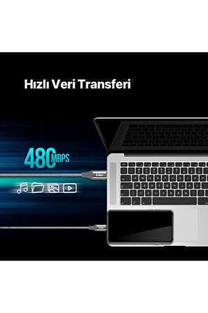 AlumiCable USB-C - USB-C 150cm 100W PD/QC Hızlı Şarj/İPhone 15/15Pro/16/16Pro/16 Pro Max Uyumlu