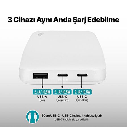 ttec ChargeUp 10.000mAh Taşınabilir Şarj Aleti / Powerbank