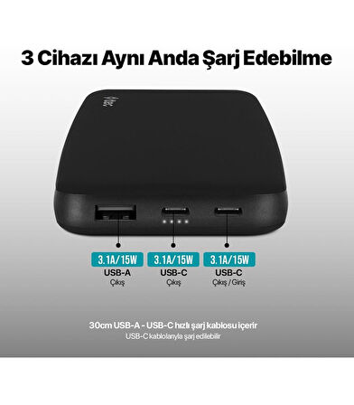 Ttec Chargeup 10.000MAH 15W Taşınabilir Şarj Aleti Powerbank - Siyah