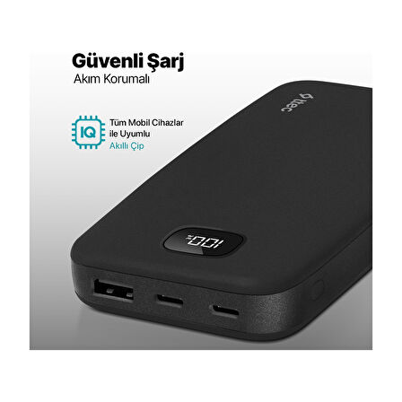 Chargeup Pro LCD 10.000MAH Pd 20W Taşınabilir Hızlı Şarj Aleti / Powerbank