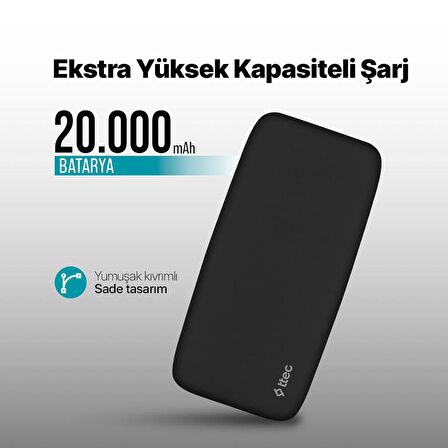 ttec ChargeUp 20.000mAh Taşınabilir Hızlı Şarj Aleti / Powerbank