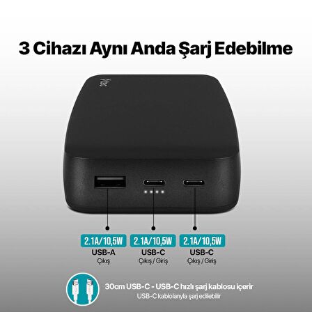 ttec ChargeUp 20.000mAh Taşınabilir Hızlı Şarj Aleti / Powerbank