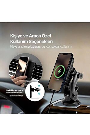 Ttec 2KS18 Aircharger Drive M Magsafe Uyumlu Kablosuz Şarj Özellikli Mıknatıslı Araç Içi Telefon Tutucu