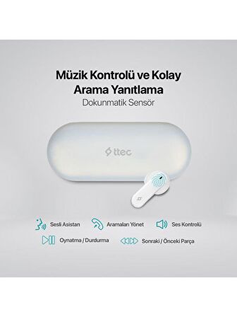 ttec AirBeat Icon TWS Bluetooth 5.3 İnce/Şık Metal Şarj Kutulu Kablosuz Kulaklık