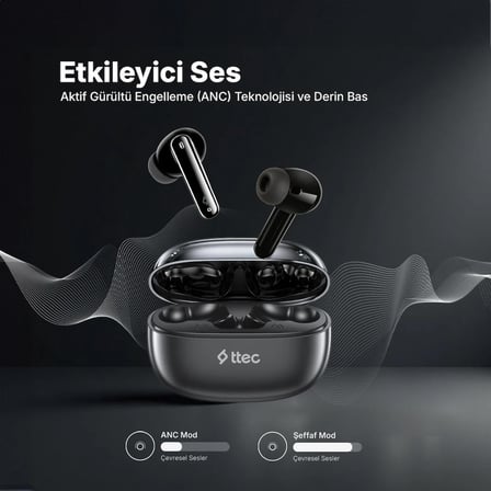 ttec AirBeat Pro Gerçek Kablosuz TWS Bluetooth Kulaklık Siyah Parlak 2KM161SP