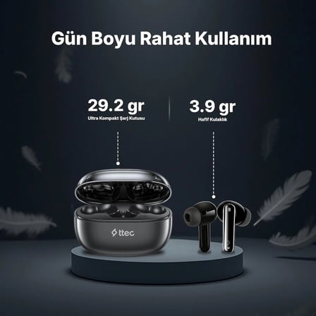 ttec AirBeat Pro Gerçek Kablosuz TWS Bluetooth Kulaklık Siyah Parlak 2KM161SP