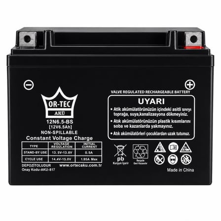 OR-TEC 12N6.5-BS 12V 6.5AH BENZİNLİ MOTOR AKÜSÜ