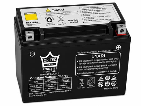 OR-TEC 12N6.5-BS 12V 6.5AH BENZİNLİ MOTOR AKÜSÜ