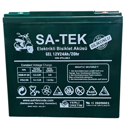 Satek 12V 24 AH AKÜ ELEKTRİKLİ MOTORSİKLET AKÜSÜ JEL AKÜ 2025 ÜRETİM