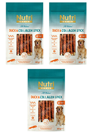 Nutri Canin Ördek Eti Sargılı Kolajen Çubuk Tahılsız Köpek Et Ödülü 80 Gr. X 3 Adet