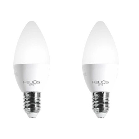 2 adet Helios 8W LED Buji Ampul 6500K Beyaz Işık E-14 İnce Duy ( Avize Ampulü )