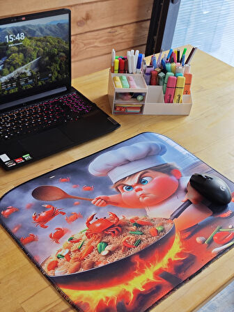 SGE TEKNOLOJİ 55X45 CM 3 KIZGIN ŞEF KAYDIRMAZ TABAN SPEED YÜZEY OYUNCU MOUSE PAD GAMİNG PAD
