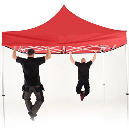 Otomatik Gazebo Çardak 300 X 300 Cm Tente Teras Bahçe Kamelyası Gölgelik Kırmızı
