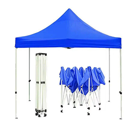 Otomatik Gazebo Çardak 300 X 300 Cm Tente Teras Bahçe Kamelyası Gölgelik Mavi