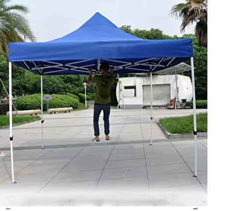 Otomatik Gazebo Çardak 300 X 300 Cm Tente Teras Bahçe Kamelyası Gölgelik Mavi