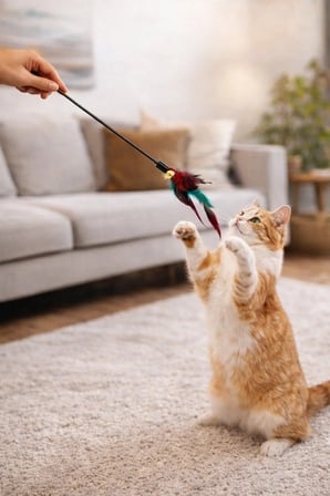Kediler İçin Çıngıraklı Tüylü Oyun Çubuğu Zilli Kedi Oyuncağı | Hareketli Kedi Eğlence Çubuğu