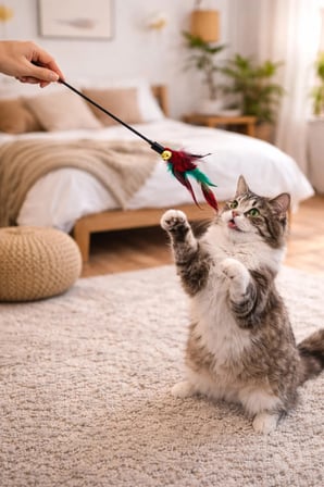 Kediler İçin Çıngıraklı Tüylü Oyun Çubuğu Zilli Kedi Oyuncağı | Hareketli Kedi Eğlence Çubuğu