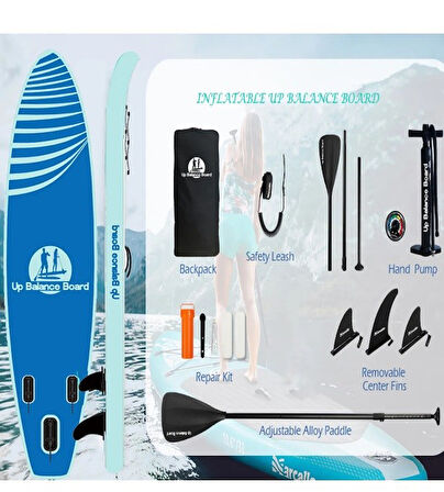 Stand Up Paddle Board Şişme SUP Sörf Tahtası Board 310x76x15 cm Mavi