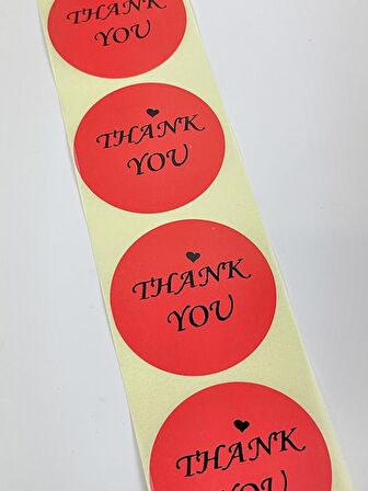 Thank You Yazılı Yuvarlak 50 mm Yapışkanlı Sticker 100 Adet