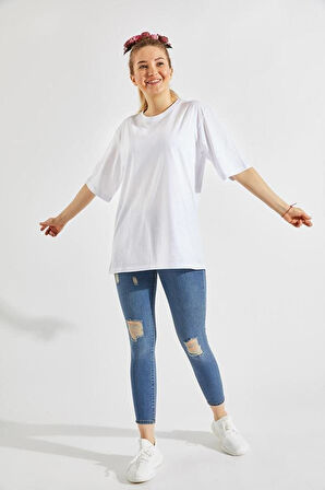 Siyah Basic Oversize Bisiklet Yaka Kısa Kollu T-shirt