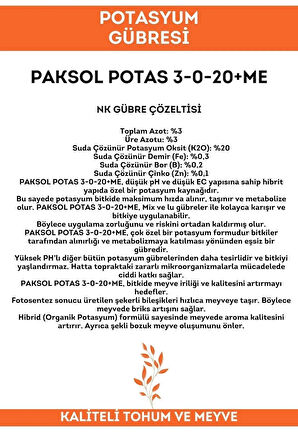 Potas 3-0-20 Me Potasyumlu Sıvı Gübre 20 Litre