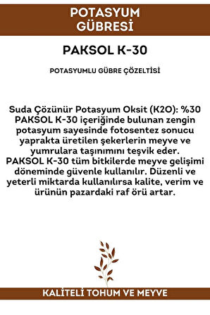 K-30 Potasyumlu Sıvı Gübre 20 Litre