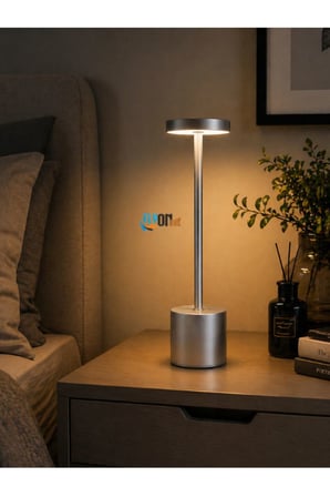 Şarjlı LED Masa Lambası Dokunmatik Dimmerli 3 Renk Modlu Type-C Şarjlı Metal Gövdeli Dekoratif Gece Lambası