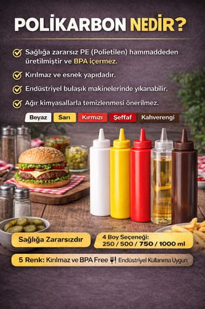 Sosluk Sıkma Şişesi 3 Adet 500 ML BPA Free Ketçap Sos Şişesi Endüstriyel Kullanım