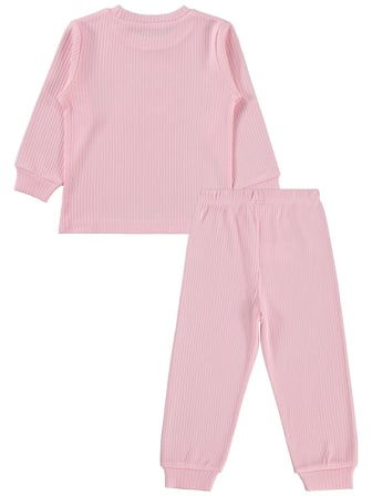 Minidamla Gülen Yüz Baskılı 1-7 Yaş Pijama Takımı - Pembe