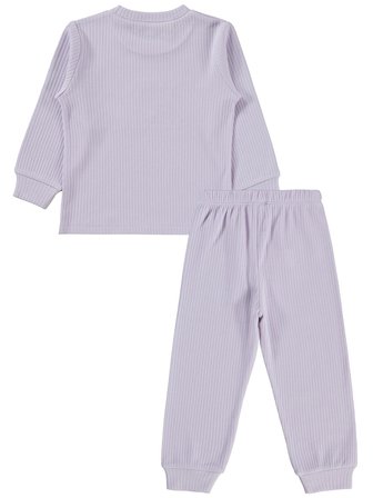 Minidamla Gülen Yüz Baskılı 1-7 Yaş Pijama Takımı - Lila