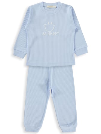 Minidamla Gülen Yüz Baskılı 1-6 Yaş Pijama Takımı - Mavi