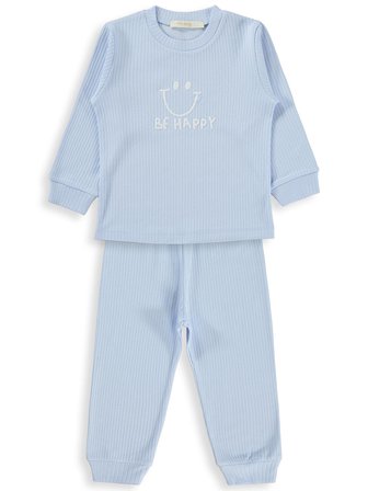 Minidamla Gülen Yüz Baskılı 1-6 Yaş Pijama Takımı - Mavi