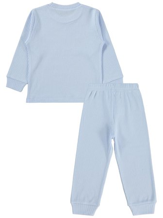 Minidamla Gülen Yüz Baskılı 1-6 Yaş Pijama Takımı - Mavi