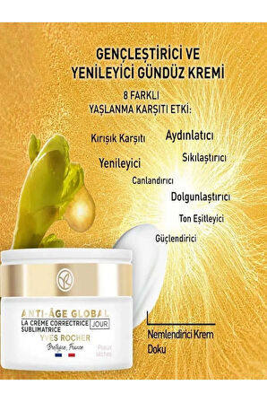 Kuru Cilt Gündüz Kremi -Yenileyici Yaşlanma Karşıtı Bitkisel Kök Hücre Bakımı / Anti-Age Global 50ml