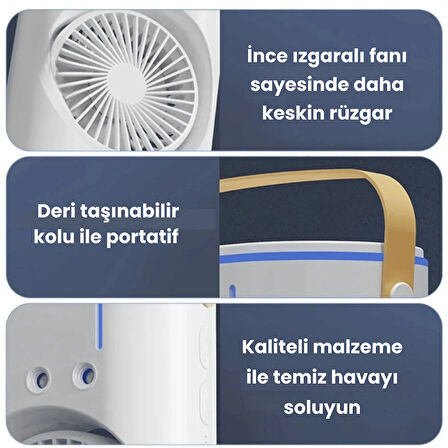 USB Şarj Edilebilir Püskürtme Çift Fan Taşınabilir Nemlendirici fan ev ofis ve kamp için 3 Ayarlı
