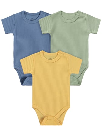 Minidamla Kısa Kol Basic 3'lü set 1-18  Ay Çıtçıtlı Badi - Mavi