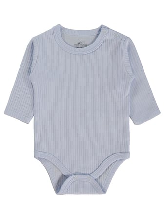 Minidamla Uzun Kol Basic 3'lü set 1-18 Ay Çıtçıtlı Badi - Mavi
