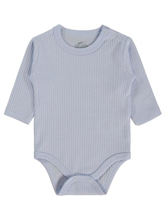 Minidamla Uzun Kol Basic 3'lü set 1-18 Ay Çıtçıtlı Badi - Mavi