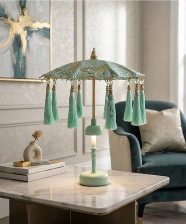 Missidea Celestia Mint Ledli Dekoratif Bali Şemsiyesi